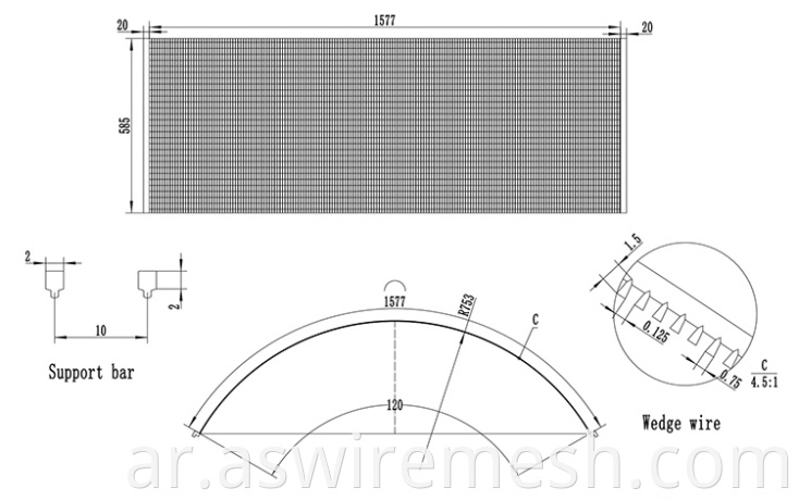 Wedge Wire filter Static Sieve Bend Screen For Water and Effluent Treatment